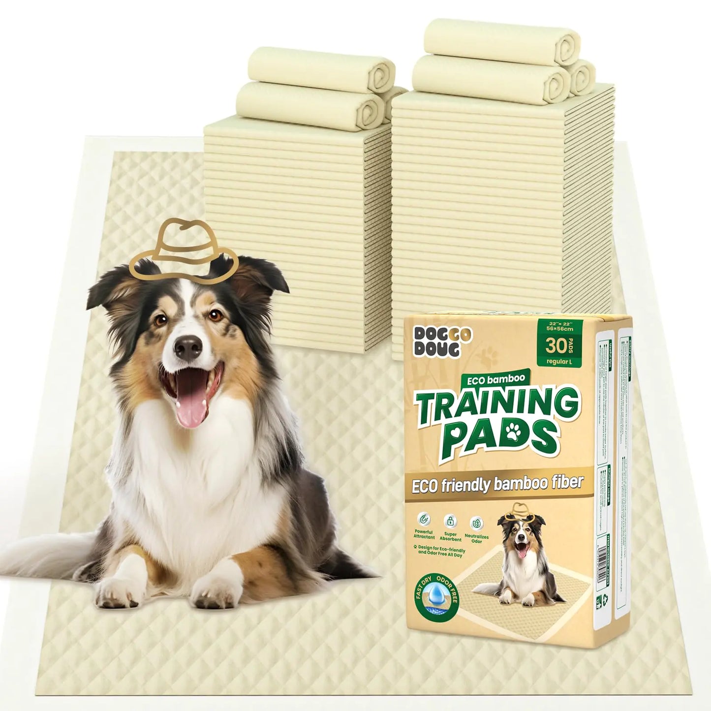 Bamboo Puppy Pads (30 Pack, 22x22) – Leakproof, Quick-Dry, Super Absorbent Training Pads